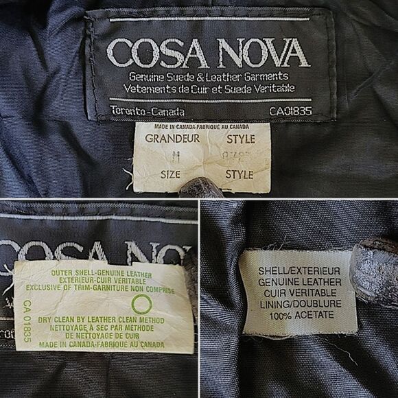 Vtg 90s Cosa Nova black nubuck leather belted moto jacket - Picture 8 of 15